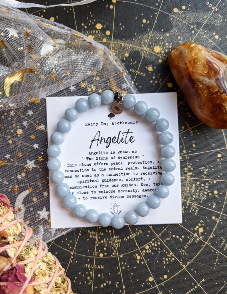 Angelite Gemstone Bracelet: Stone of Awareness, Spiritual Guidance image 1
