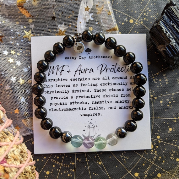 EMF Protection Bracelet: Black Obsidian, Tourmaline & Fluorite Gemstones