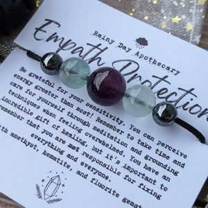 Adjustable Empath Protection Bracelet | Protective Gemstone Bracelet | Emotional Support | Amethyst • Fluorite • Hematite |