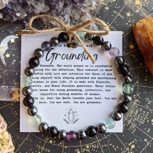Grounding Bracelet | 6mm Obsidian • Hematite • Fluorite | Gemstone Jewelry | Spiritual Shielding |
