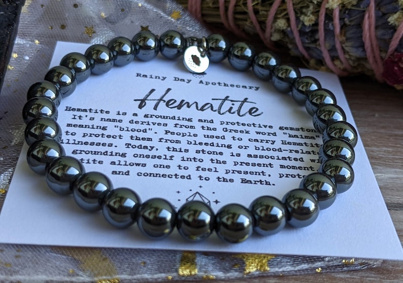 Hematite Gemstone Bracelet 6mm Gemstone Bracelet Grounding Protection