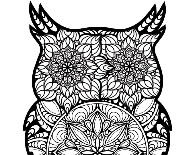 Owl Mandala Adult Coloring Art Pages for Mindfulness Meditation and Art ...