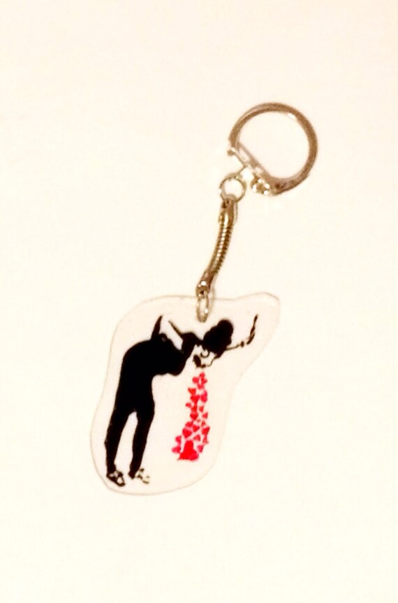 Banksy Girl Throwing Up Hearts Keychain Necklace Etsy