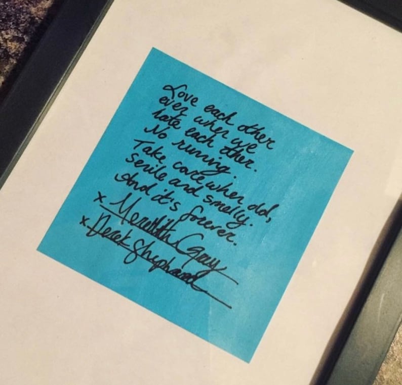 Greys Anatomía Meredith y Derek Post It Nota de Matrimonio Etsy