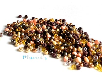 30g Rocailles, Beads,Glasperlen, 4mm,(6/0)Perlenmischung, Mix,braun, (76,66 EUR/kg) Rocailles