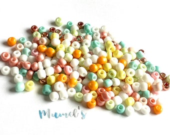 20g Rocailles, Beads,Glasperlen, 4mm,(6/0)Perlenmischung, Mix,Pastelltöne, (76,66 EUR/ 1kg), Glasperlen, Rocailles