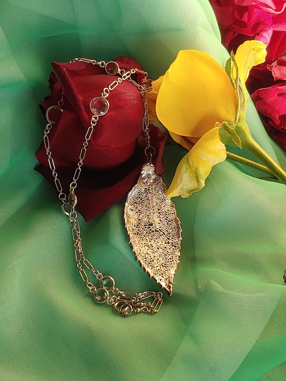 Electroform leaf necklace