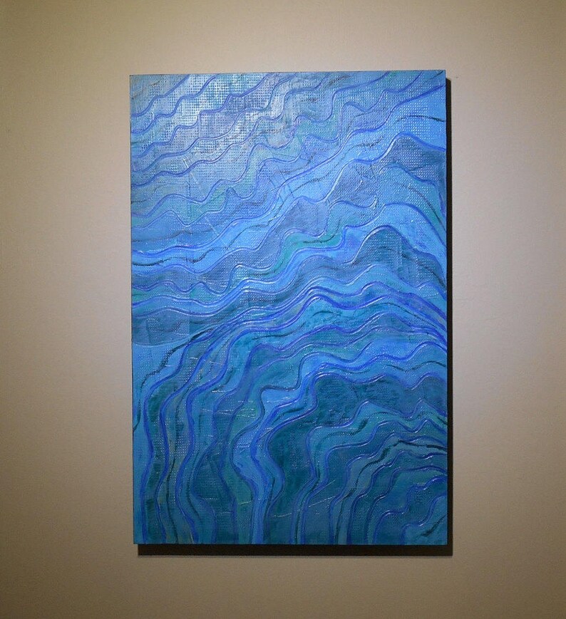 Blue Seascape Blue Abstract Wall Art Beach Artwork | Etsy