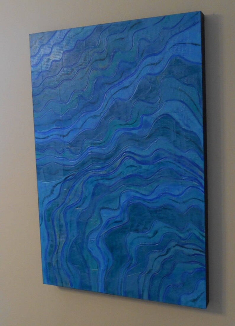 Blue Seascape Blue Abstract Wall Art Beach Artwork | Etsy