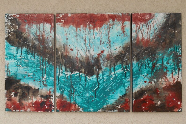 Wood Wall Art Triptych Abstract Large Modern Abstract Art Etsy