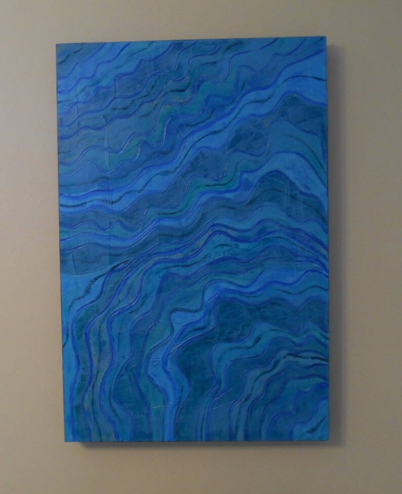 Blue Seascape Blue Abstract Wall Art Beach Artwork | Etsy