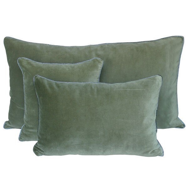 Très Grand Coussin en Velours Kaki
