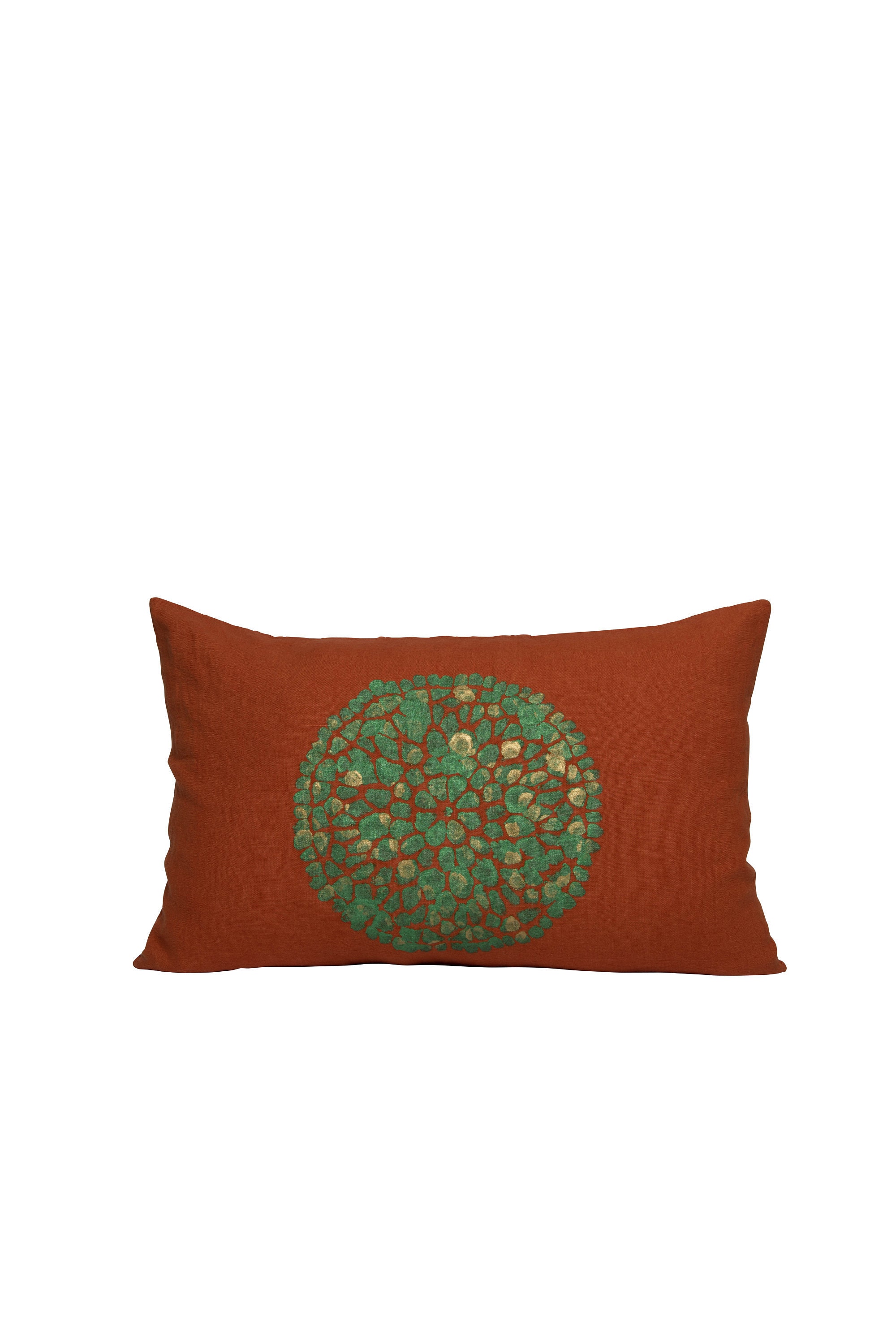 Coussin Orange Lin Lavé 40 cm X 60 avec Un Napperon