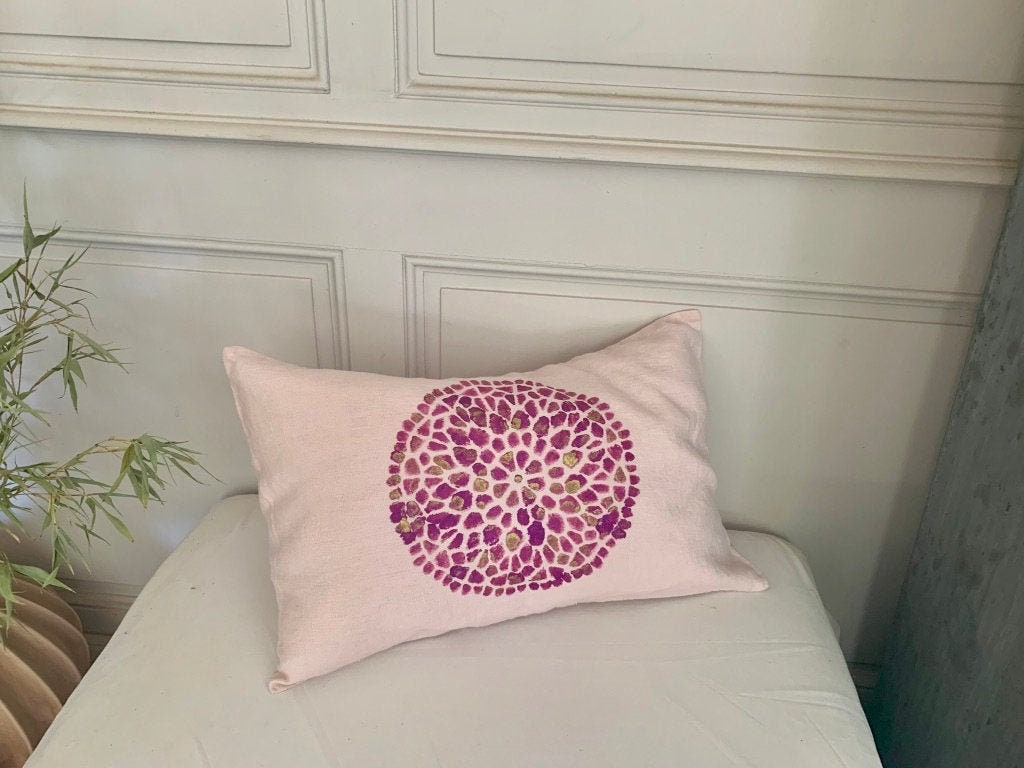 Coussin Sieste Napperon Lin Lavé Naturel Couleur Rose Pâle