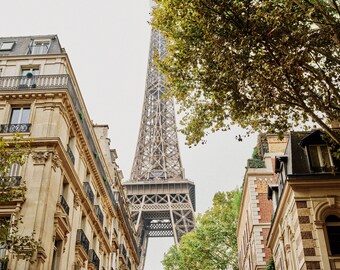 Paris Photography, Eiffel Tower Peekaboo View, Autumn in Paris, French Travel Photograph, Wall Decor