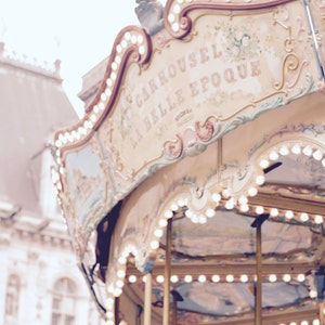 Paris Photography Vintage Paris Carousel, Paris Nursery Art, Paris Art, Living Room Art, Large Wall Decor image 1