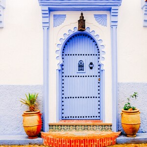 Morocco Photography - Chefchaouen, Blue City Morocco, Africa Photography, Large Wall Art, Living Room Art, Charming Blue Door