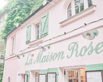 Paris Photography - Montmartre, La Maison Rose, Pink Charm, Romantic Photography, Wall Art, Wall Decor, Large Living Room Art