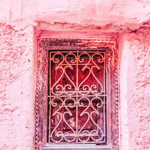 Morocco Photography - Marrakech Pink Window, Marrakesh Colorful Window, Pink Window, Exotic Moroccan Door, Large Wall Art, Living Room Art