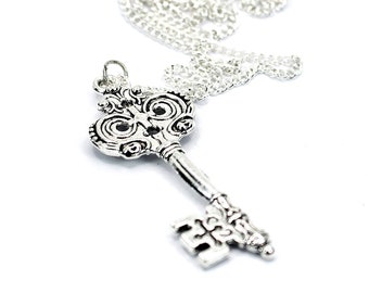 Owl Key Pendant Necklace, on a 18 inch Chain, Maybe Steampunk or Owl Lover Gift, 21st Birthday Gift, Victorian Style Key, Gift for Her,