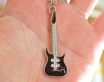 Electric Guitar Pendant on a 20 inch necklace. The Guitar is 5cm Long, Unisex Music Gift Idea, Handmade Heavy Metal Gift. Music Jewellery,