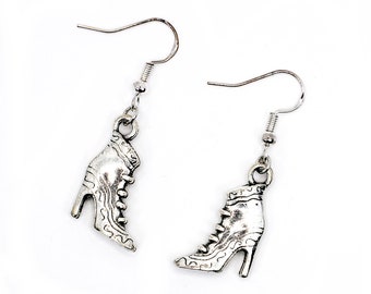 Stiletto Boot Sterling Silver Earrings, Handmade Shoe Jewelry