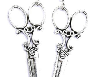 Victorian Scissor Earrings, 925 Silver Hooks, Hair Stylist Gift