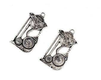 12 Steampunk Charms or Pendants in a Silver Colour, Pack of 12,  Great for Jewellery Making, Cogs and gears Ideal for Steampunk Gifts,