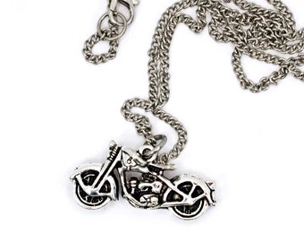 Handmade Motorbike Pendant Necklace, Classic Motorcycle Jewelry, 22 inch Chain