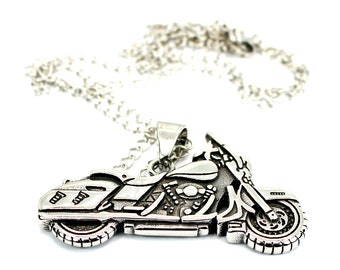 Large Motorbike Pendant on a 22 inch necklace. The Bike is 5.5cm Long, Unisex Biker Gift Idea, Handmade Classic Motorcycle Necklace,