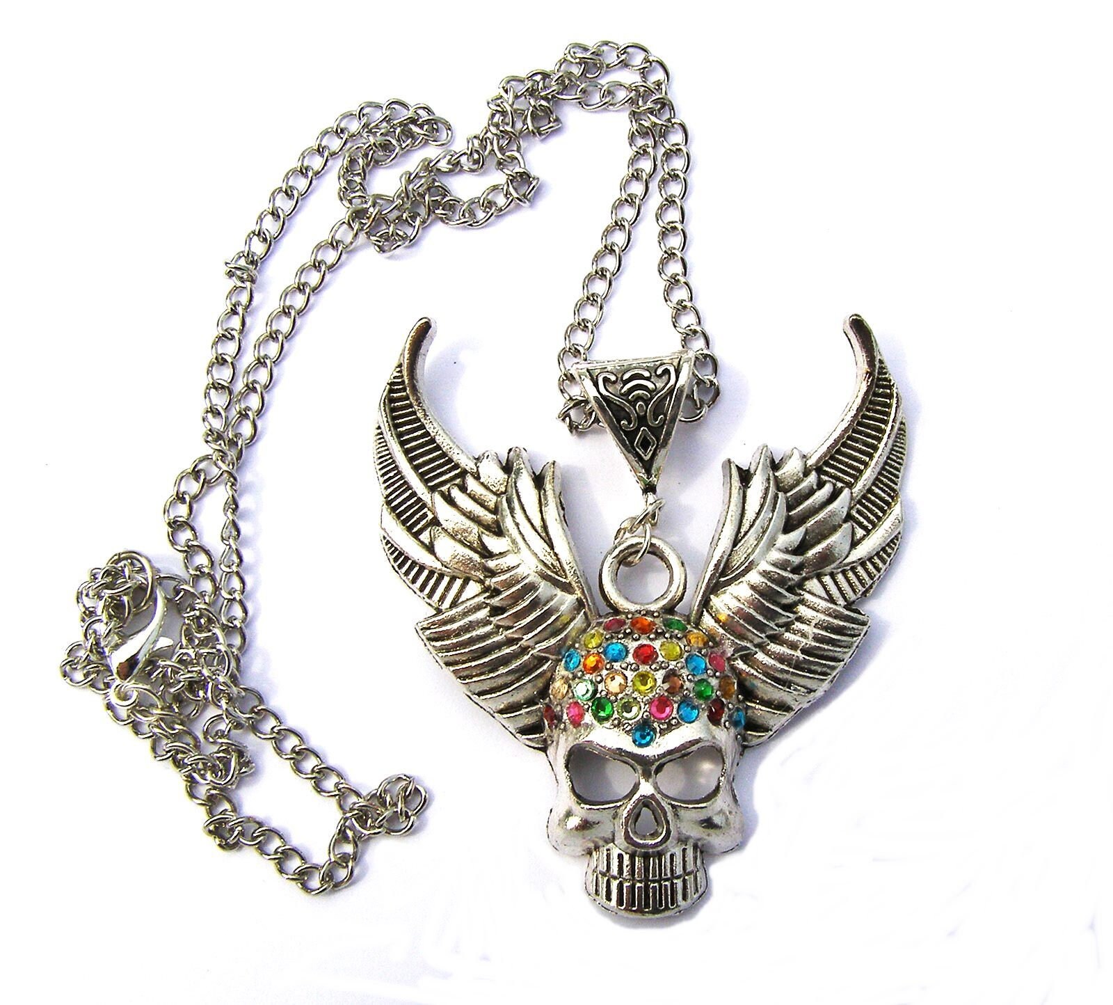 Pride Skull Necklace Chain Necklace Skull Pendant Winged Etsy.de