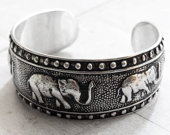 silver thai elephant bangle bracelet