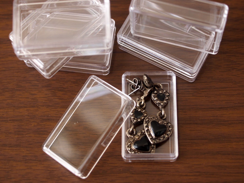 12 Rectangular Premium Crystal Clear Hard Plastic 60 Mil Boxes With Lid