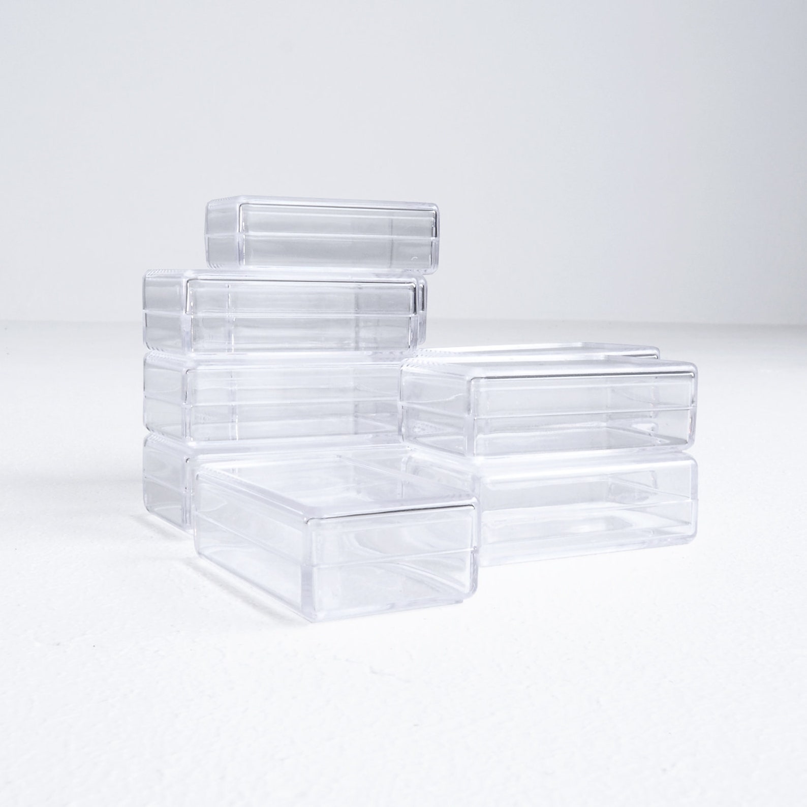 12 Rectangular Premium Crystal Clear Hard Plastic 60 Mil Boxes With Lid