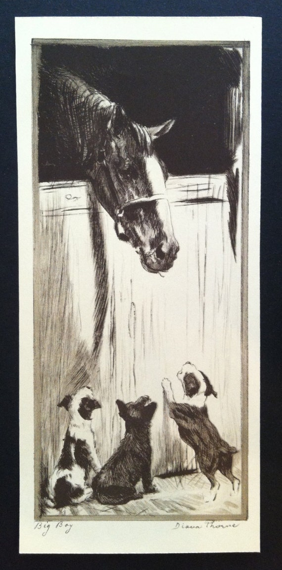 DIANA THORNE/'S Terrier/'s /"CAUGHT OR FOUND /" Vintage 1935 Dog Bookplate Art Print