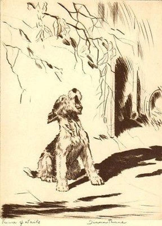 DIANA THORNE/'S Terrier/'s /"CAUGHT OR FOUND /" Vintage 1935 Dog Bookplate Art Print
