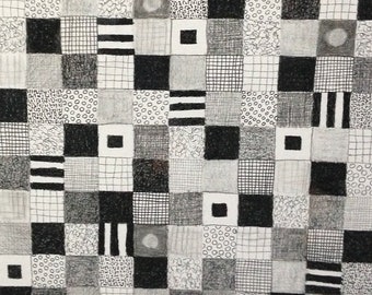 Time to Think - Black and White Modern Pattern Drawing