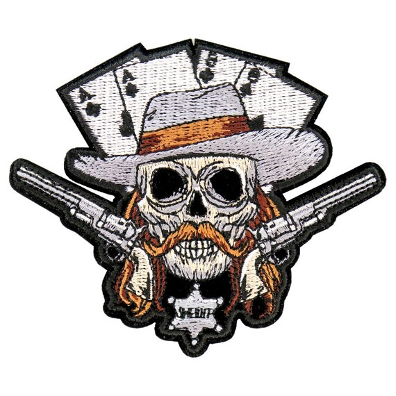 Wild Bill Aces And Eights Dead Mans Hand Skull Embroidered Patch