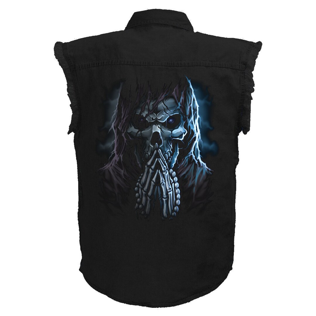 THE GRIM REAPER Su His Trono Biker Gotico Uomo Maniche EUR 18,90 - IT