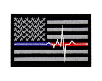 EMT American Flag Blue And Red Line Embroidered Patch