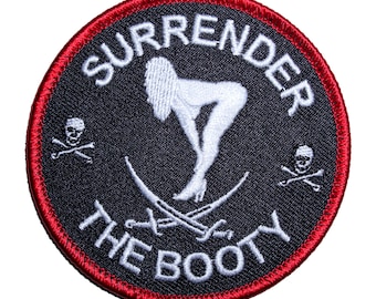 Small Surrender The Booty Funny Naughty Embroidered Biker Patch