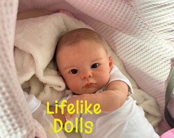 Reborn baby lifelike living doll fake newborn bethany linda murray cradle painted hair awake movie style silicone like boy or girl art