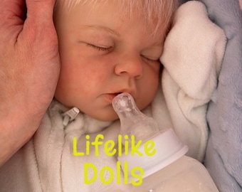 Reborn blonde sleeping baby noah reva newborn lifelike fake baby living  doll
