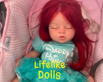 Custom "Ariella Reva Schick" Reborn Baby Doll: Ariel Inspired, Red Human Hair Disney Princess