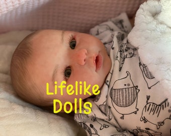 Reborn fake baby lifelike doll realistic kylin laura tuzio awake green eyes  ross newborn like silicone vinyl