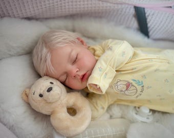 Lifelike Reborn Baby Doll, Soft Silicone feelVinyl Realistic Child, Platinum Blonde newborn