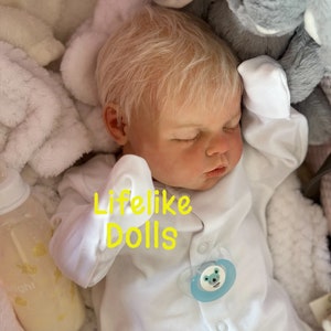 Reborn blonde sleeping baby noah reva newborn lifelike fake baby living  doll