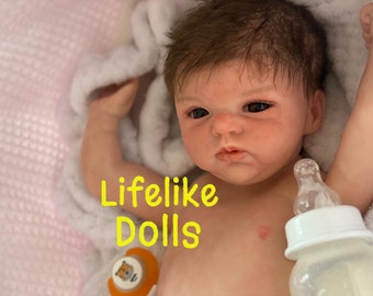 Reborn baby boy full body anitomically correct Belinda Bonnie Sieben newborn fake lifelike like silicone feel vinyl doll eyes awake