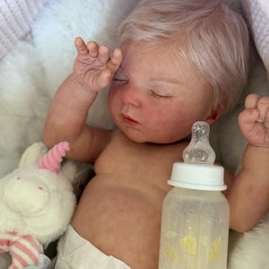 Ready Now!  Fake Baby life like real looking girl Indra realism silicone vinyl doll child full body anatomically correct blonde newborn