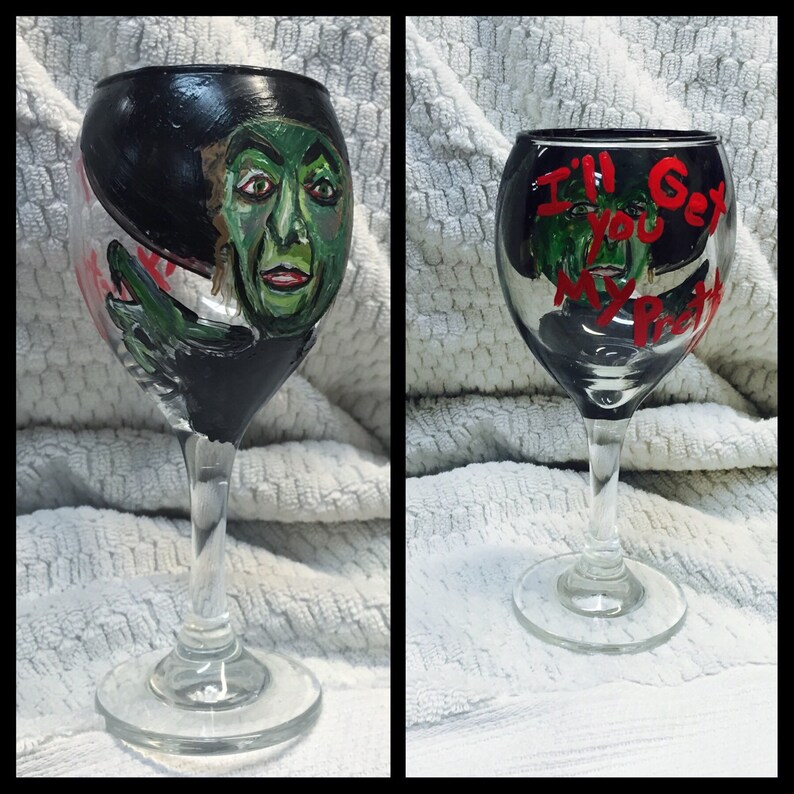 HALLOWEEN custom wine glass set of 2 witch spider ghost zombie Etsy